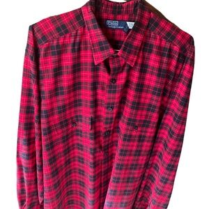 Men's Polo Ralph Lauren Red Plaid Casual Shirt - 2XLT, 100% Cotton